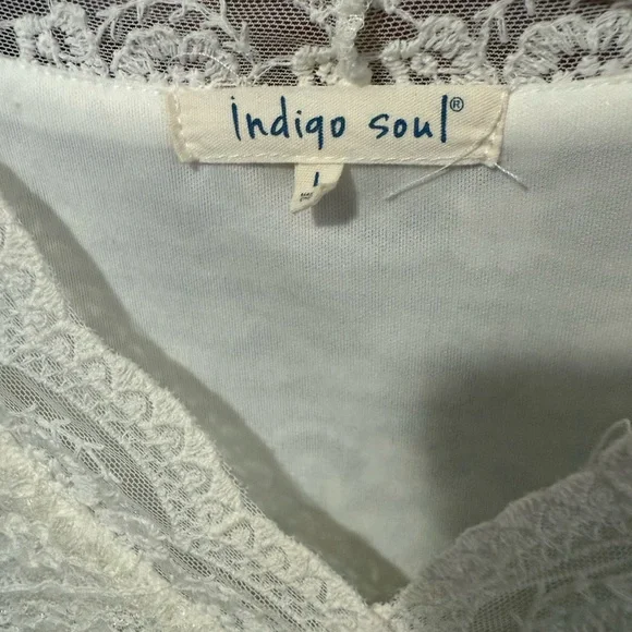 Indigo Soul White Lace Boho Tunic Top – Size Large - Picture 3 of 5